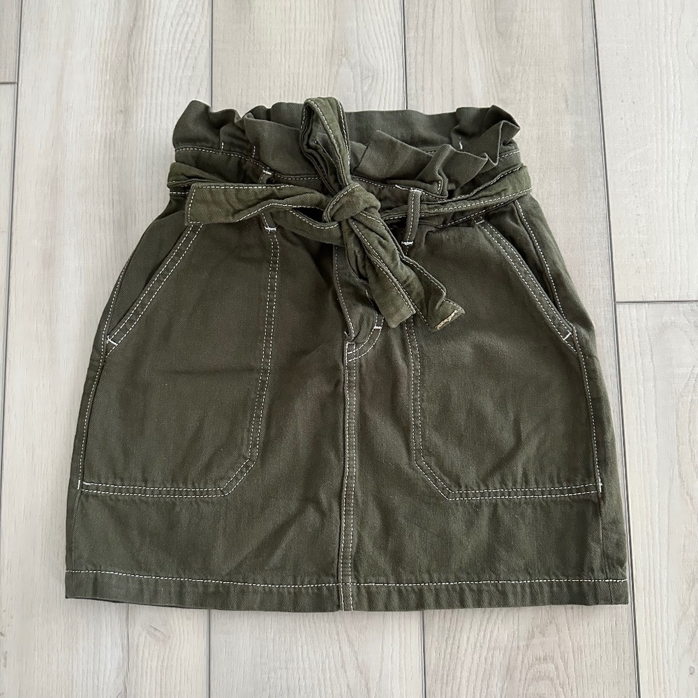 Free People Paper Bag Tie Waist Mini Skirt Size 2
